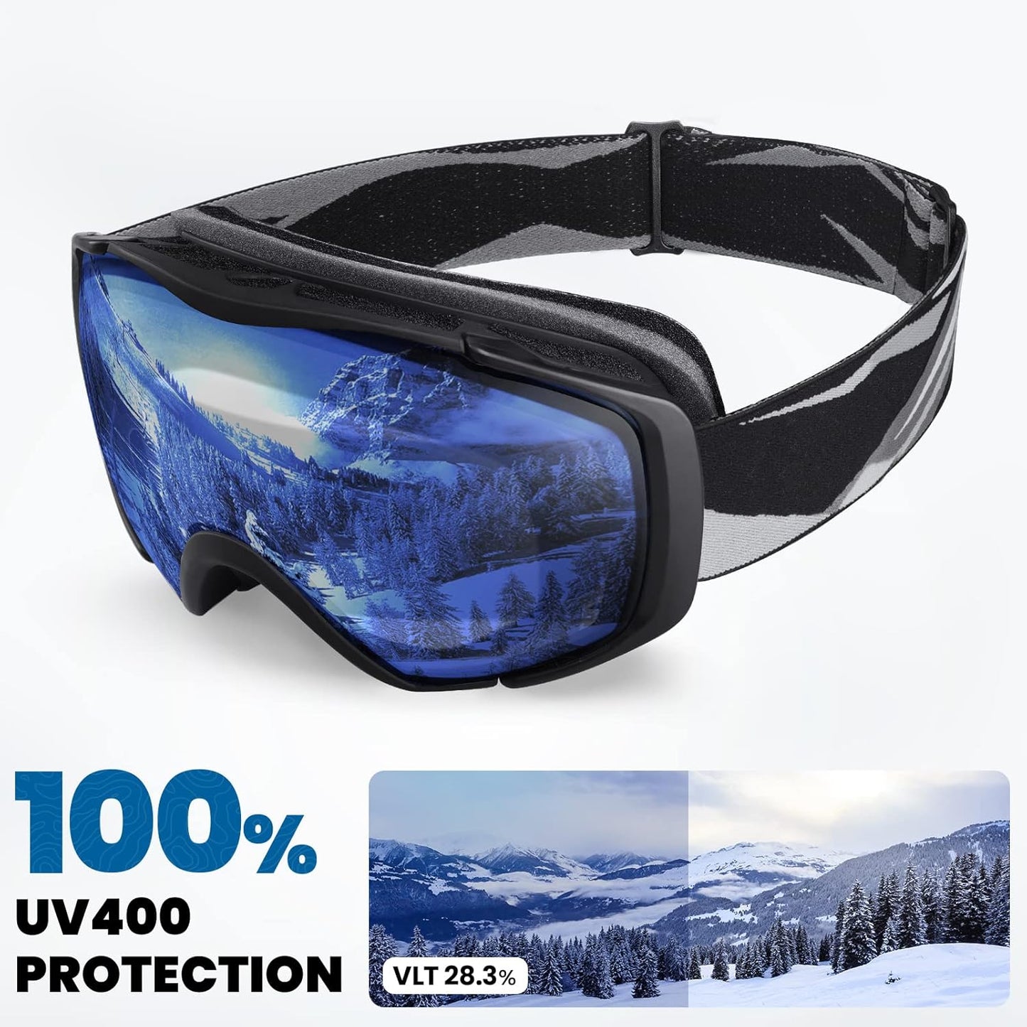 OutdoorMaster Ski Goggles with Cover Snowboard Snow Goggles OTG Anti-Fog -100% UV Protection-OM-18