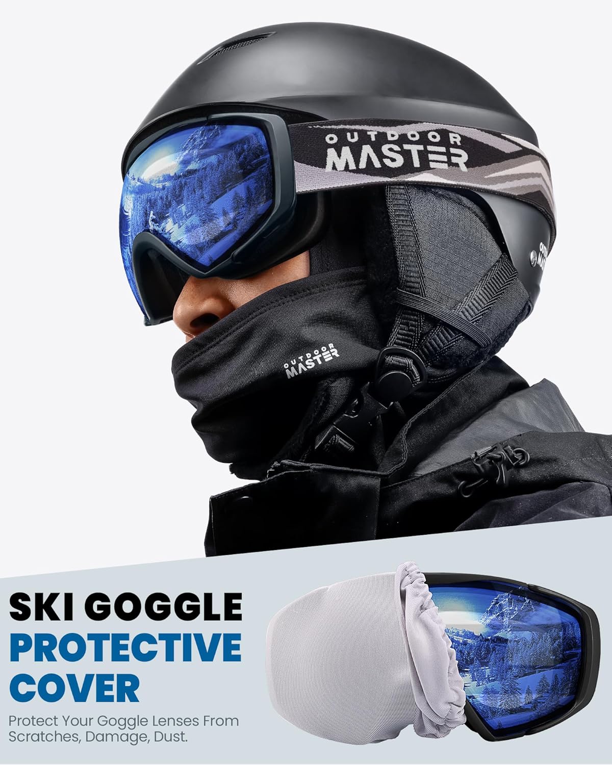 OutdoorMaster Ski Goggles with Cover Snowboard Snow Goggles OTG Anti-Fog -100% UV Protection-OM-18