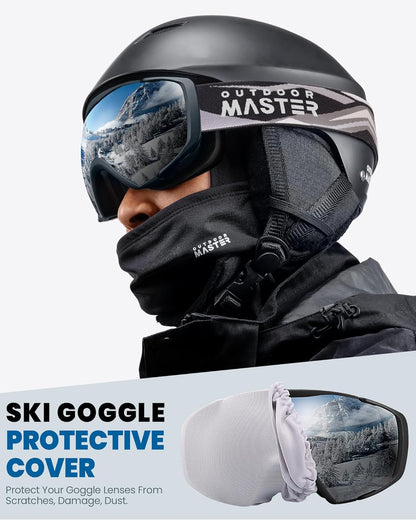 OutdoorMaster Ski Goggles with Cover Snowboard Snow Goggles OTG Anti-Fog -100% UV Protection-OM-18