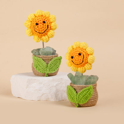 Natural crystal handmade sunflower ornament-Green fluorite