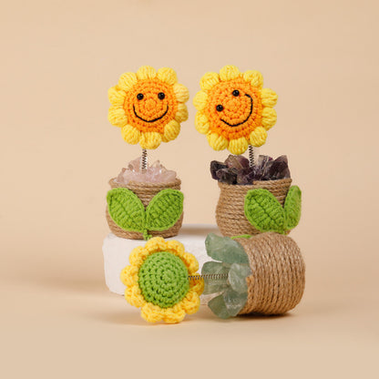 Natural crystal handmade sunflower ornament-Green fluorite