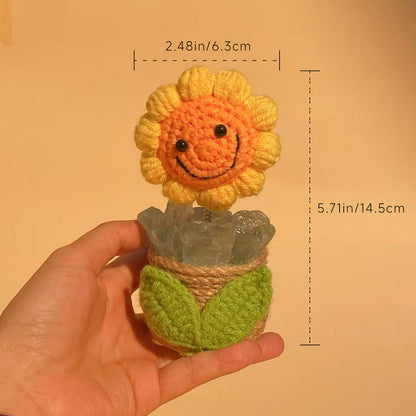 Natural crystal handmade sunflower ornament-Green fluorite