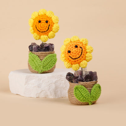 Natural crystal handmade sunflower ornament-amethyst