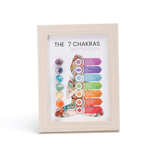 Seven Chakras Healing Crystal Stone Photo Frame Feng Shui or Hanging Home Wall Decoration, Office Gifts