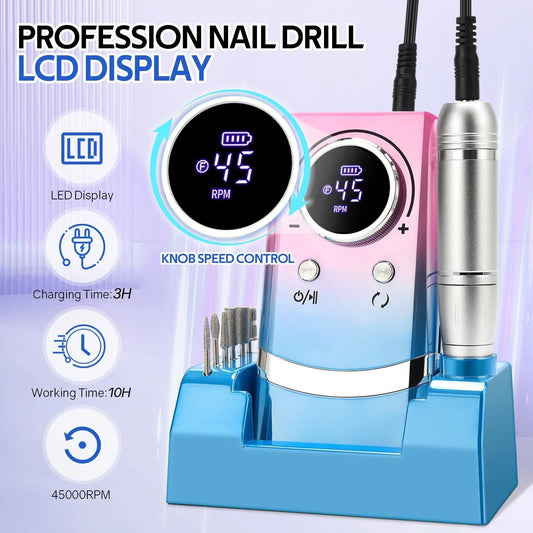 Professional 45000RPM Electric Nail Drill Kit