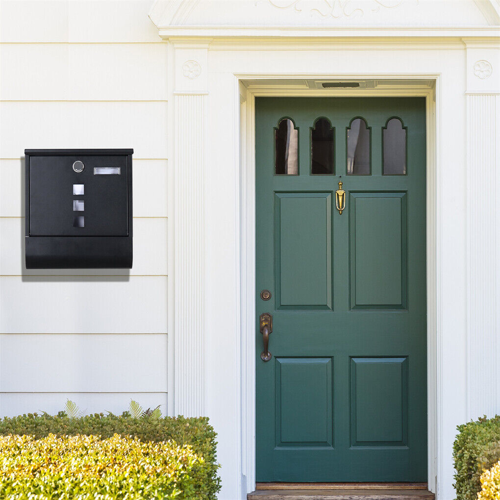 Wall Mounted Lockable Mailbox Galvanized Steel w/ Copper Lock