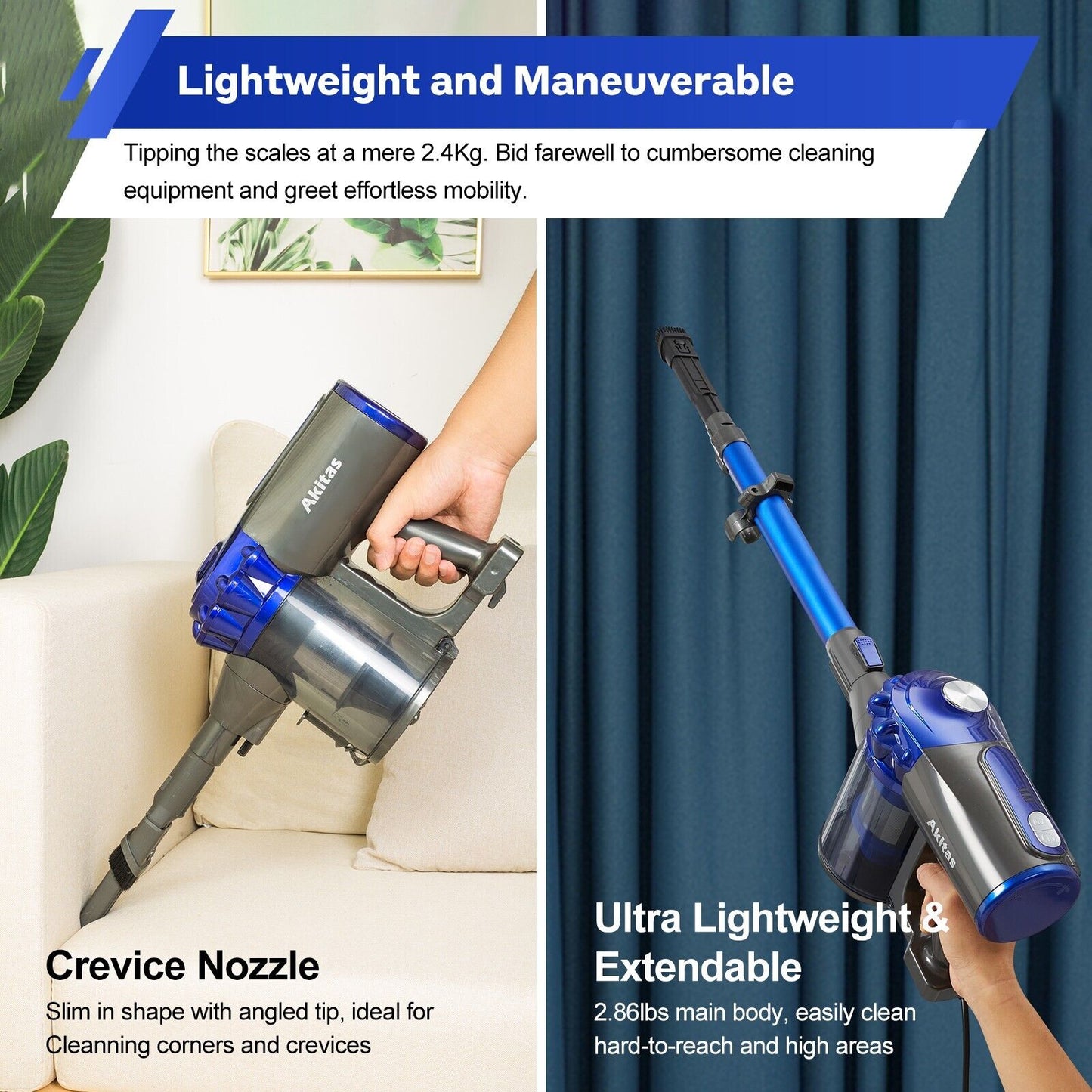 V8 150W Handheld Stick Vacuum Cleaner 40 Min Runtime LED