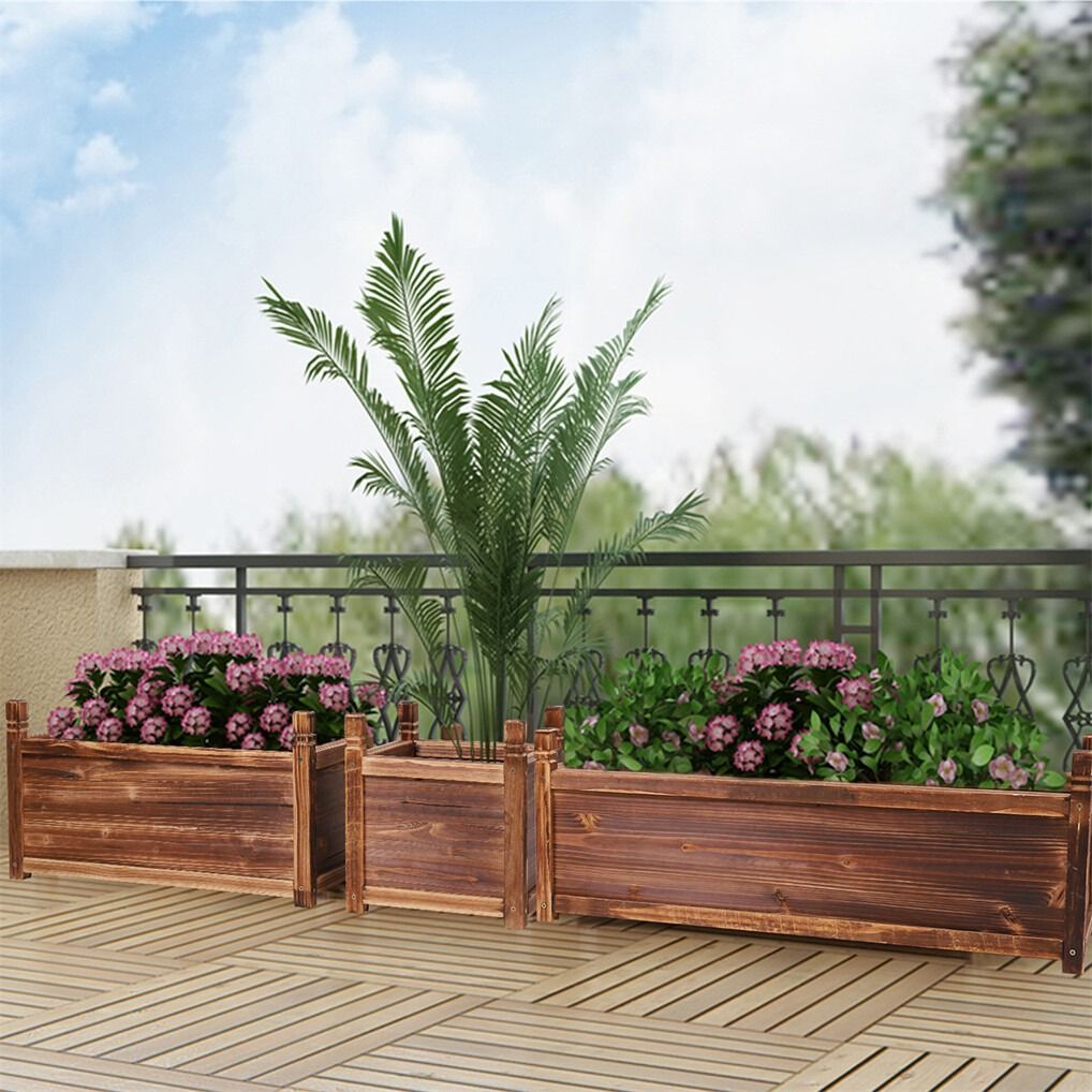 Large Raised Garden Bed Wooden Planter 90x30x33cm - Home & Garden > Garden Beds > Garden Beds & Planters