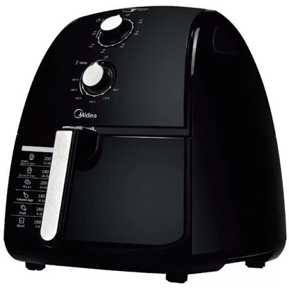 Black Midea air fryer on a white background