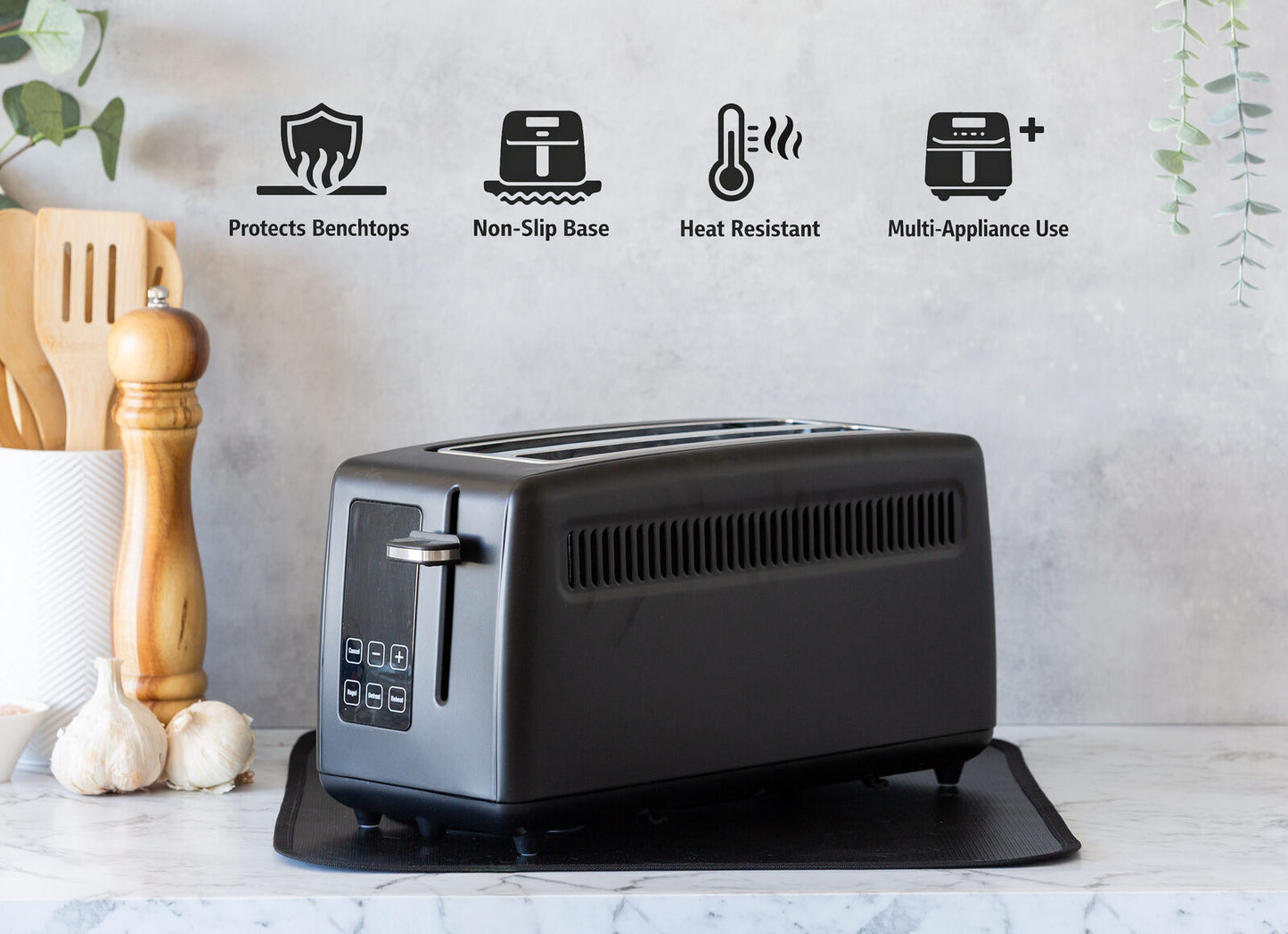 Non Slip Heat Resistant Air Fryer Benchtop Protector Mats, 2 Pack, 40cm x 40cm