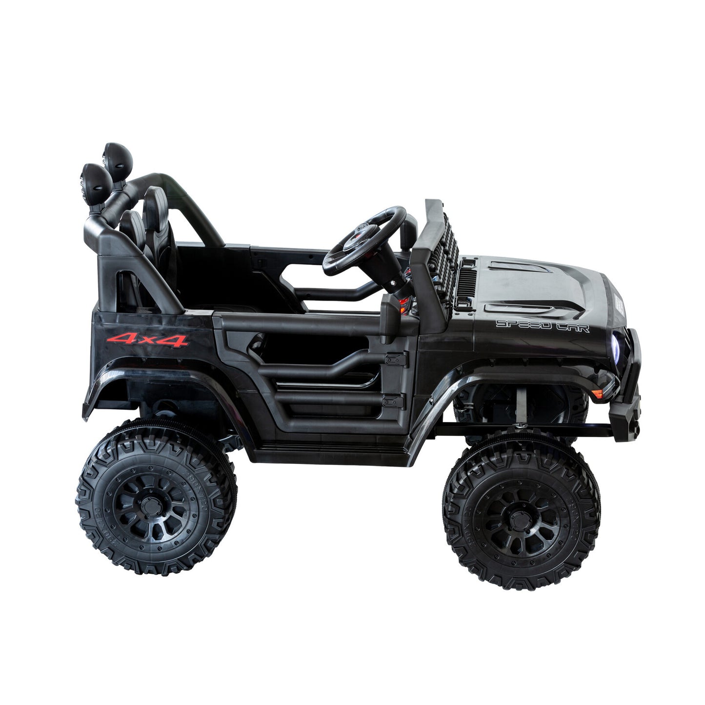 Jeep Inspired Remote Controlled Ride-on Electric Car - 12V Kids Electric Vehicle - Black