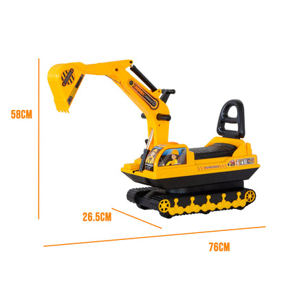 Kids Ride-On Excavator with Sturdy Track and Dual Operation Levers - Construction Digger Toy