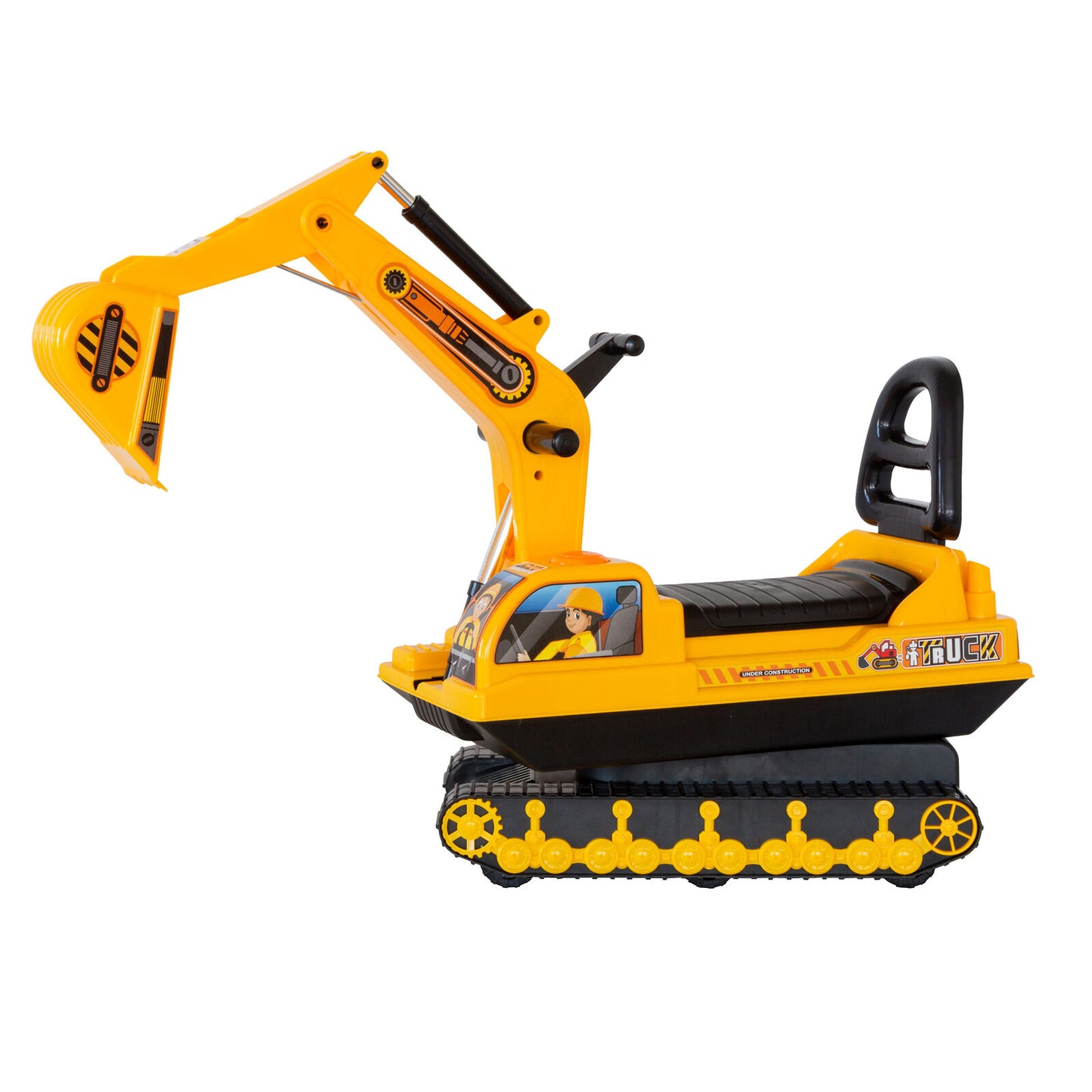 Kids Ride-On Excavator with Sturdy Track and Dual Operation Levers - Construction Digger Toy