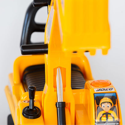 Kids Ride-On Excavator with Sturdy Track and Dual Operation Levers - Construction Digger Toy