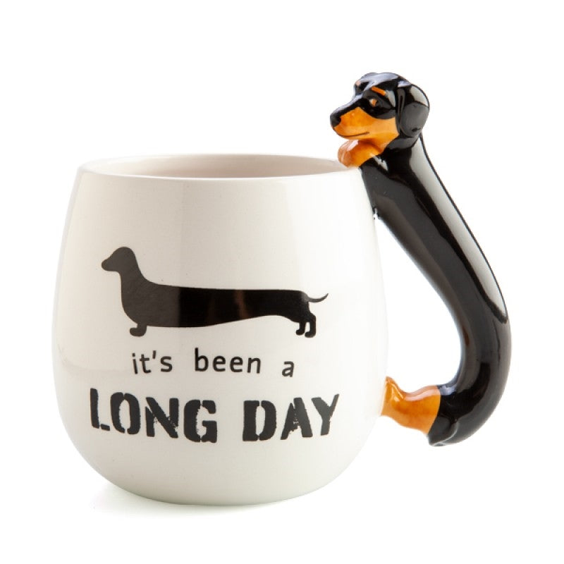 Furever Pets Dachshund 3D Handle Mug - Cute Dog Coffee Cup with Long Day Quote