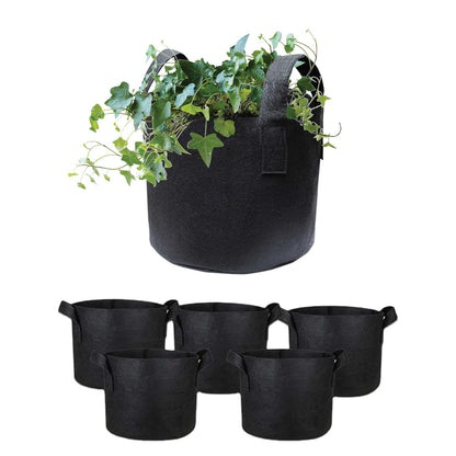 6 Pck 38L Fabric Flower Pots - Garden Planter Bags Black - Home & Garden > Garden Beds > Garden Beds & Planters