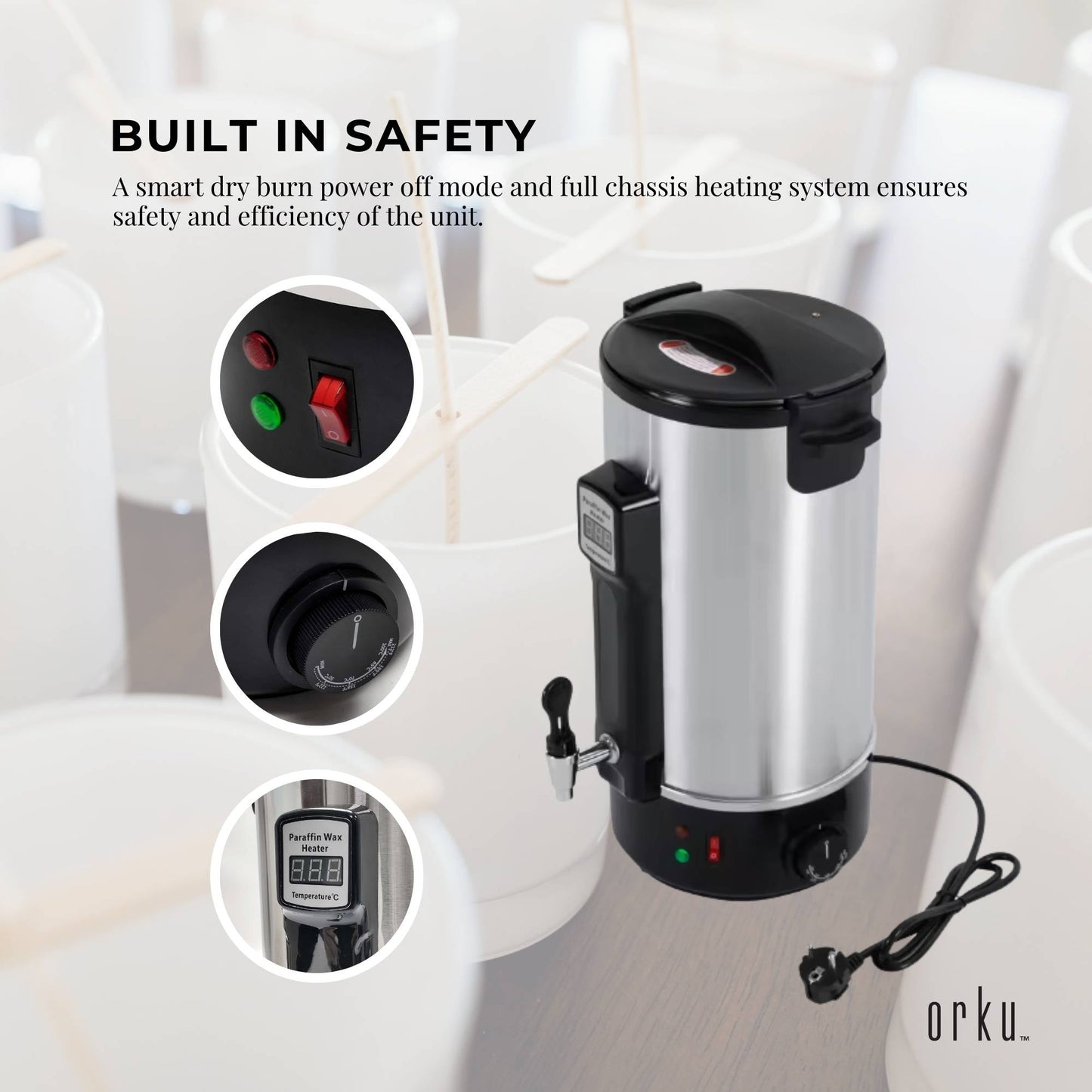 10L Orku Candle Wax Heater With Tap And Accessories - Candle Making Melter Pot