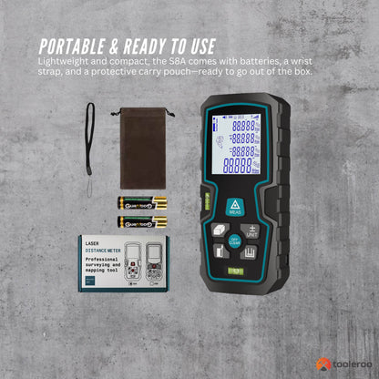 Tooleroo 70m Digital Laser Distance Measurer - LCD Area Volume Meter Tool