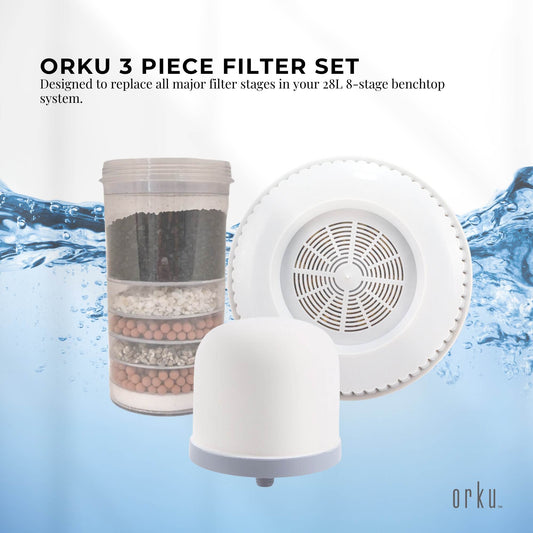 Orku 3 Piece Filter Set for 28L 8 Stage Benchtop Water Purifier - Full Pack