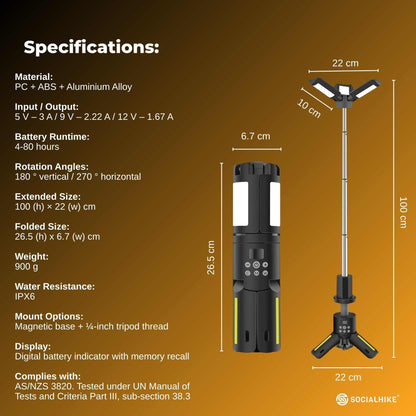 Social Hike Rechargeable Telescopic Camping Light - Outdoor LED 20W Lantern