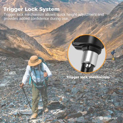 Social Hike Trekking Poles Set of 2 Adjustable Lightweight Hiking Walking Sticks