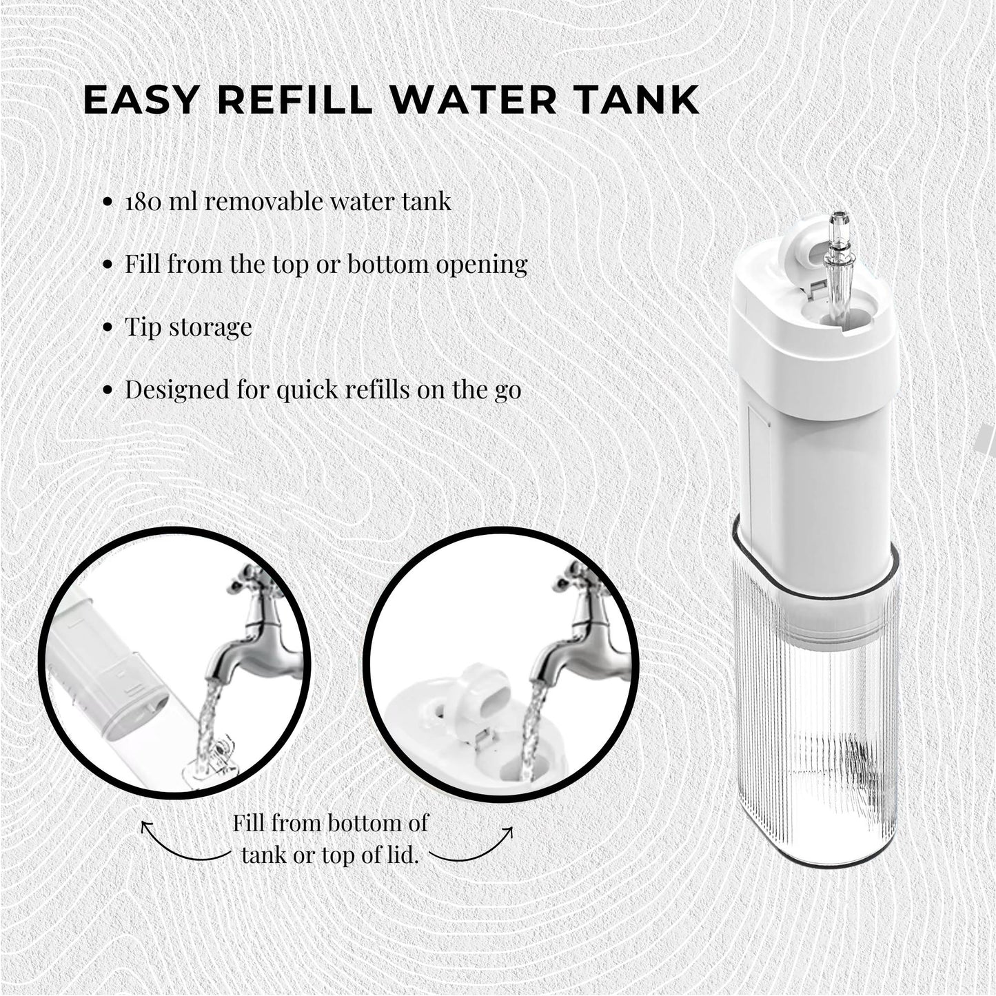 Orku Mini Water Flosser Rechargeable Portable Extendable Travel Oral Irrigator White