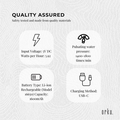 Orku Mini Water Flosser Rechargeable Portable Extendable Travel Oral Irrigator White