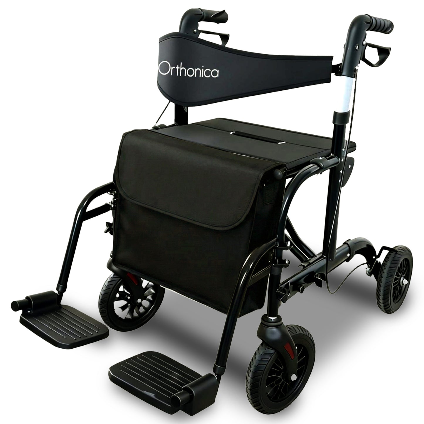 Orthonica Aluminium 2-in-1 Rollator Wheelchair with Foldable Frame – Black & Silver