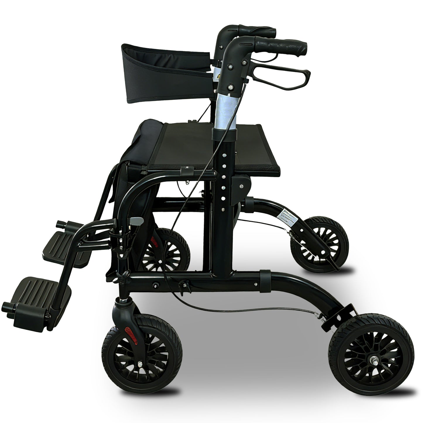 Orthonica Aluminium 2-in-1 Rollator Wheelchair with Foldable Frame – Black & Silver