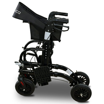 Orthonica Aluminium 2-in-1 Rollator Wheelchair with Foldable Frame – Black & Silver
