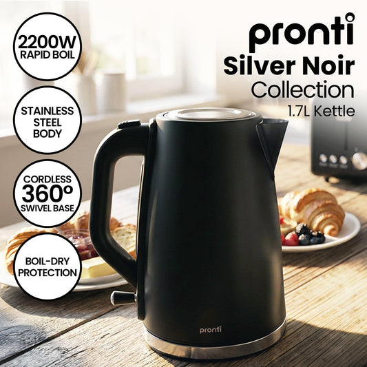 Pronti Silver Noir Collection 1.7L Electric Kettle