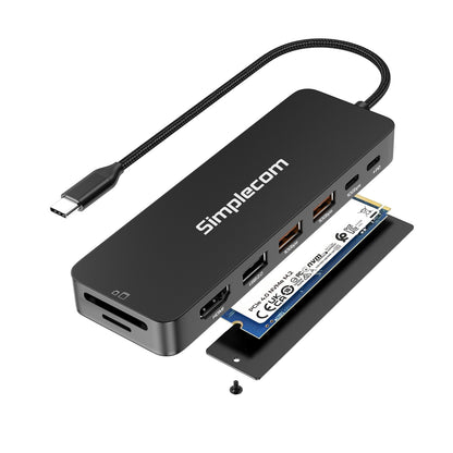 Simplecom CHT595 9-in-1 USB-C Multiport Docking Station with NVMe M.2 Enclosure