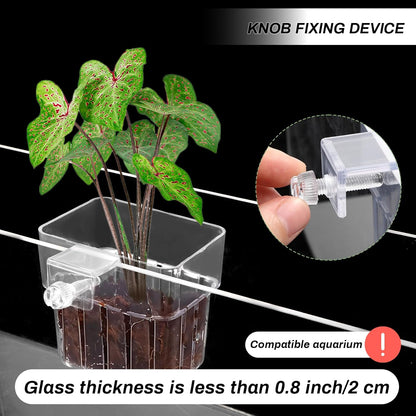 2pc Aquarium Plant Holder Clear Hanging Aquatic Planters with Hooks for Fish Tank Decor