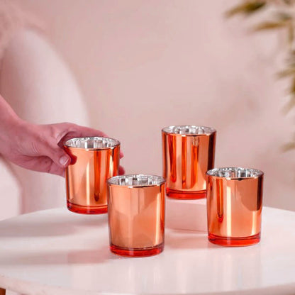 40 Pack Copper Votive Tealight Candle Holders Valentines Day Mercury  Wedding Decor Glass Candlestick Party Decorations Bridal Baby Shower Event