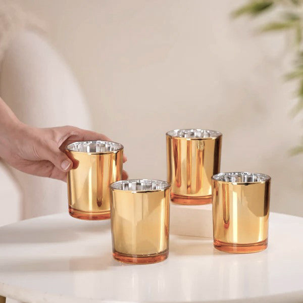 20 Pack Gold Votive Tealight Candle Holders Valentines Day Mercury  Wedding Decor Glass Candlestick Party Decorations Bridal Baby Shower Event