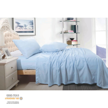 Shangri La Ultra Soft Cashmere Touch Micro Flannelette Sheet Set Steel Blue Queen