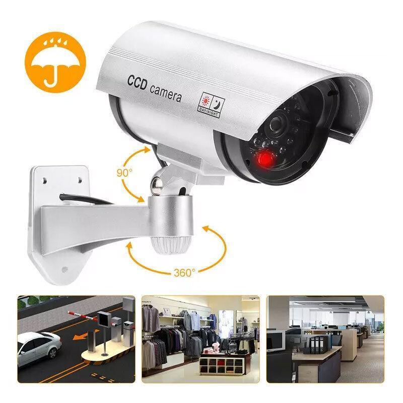 2pcs Dummy Security Camera with Flashing LED Outdoor Fake CCTV Surveillance Decoy