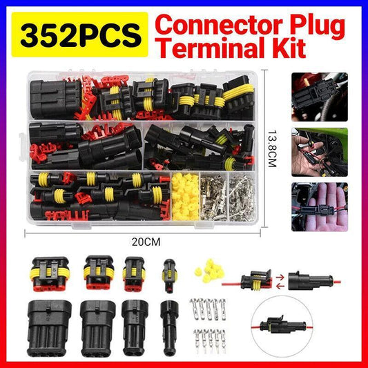 352PCS 12V Waterproof Electrical Wire Connector Plug Terminal Kit 1/2/3/4 Pin
