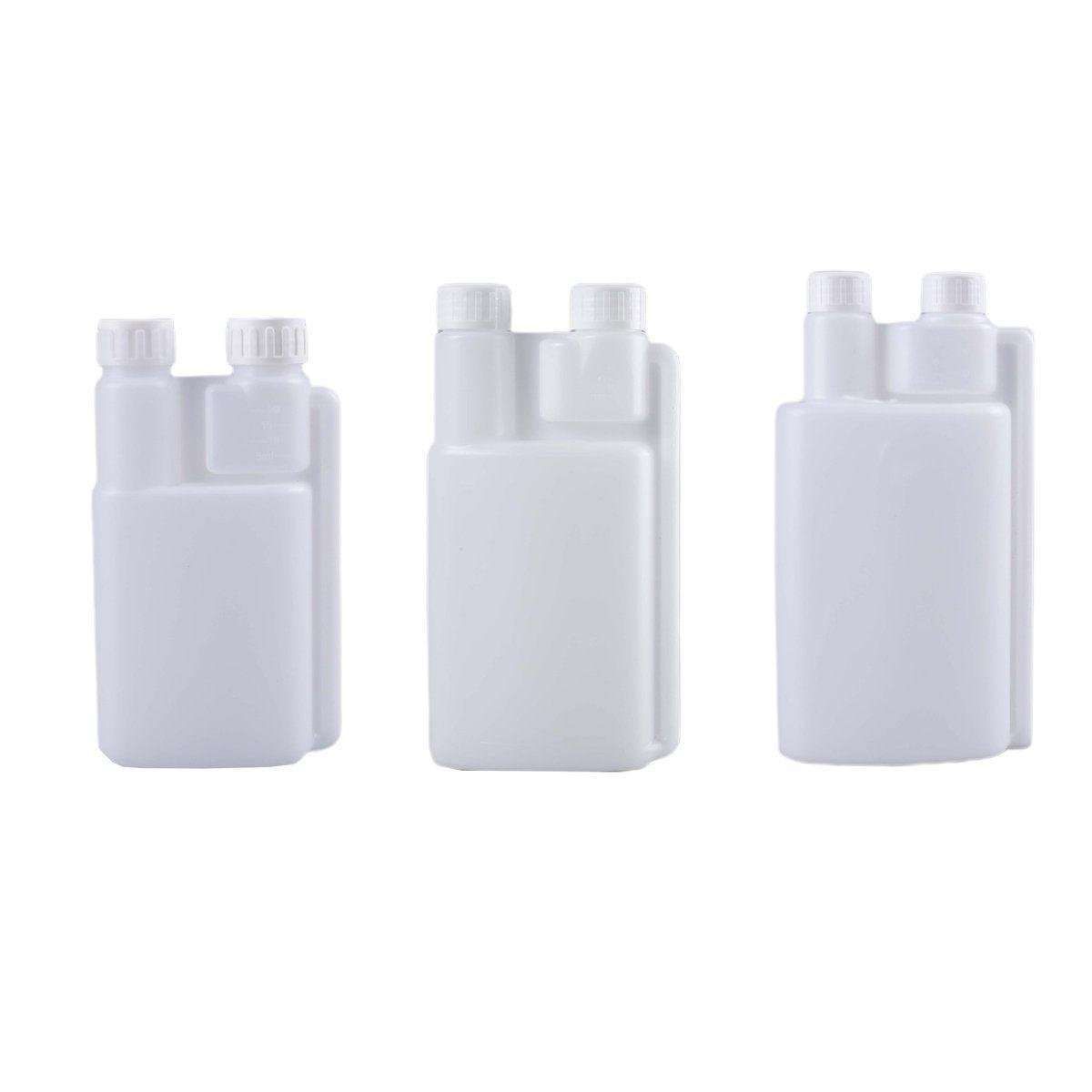 250-1000ml Plastic Twin Chamber Bottle with Tamper Evident Cap for Chemical Liquids - 10Pcs 500ml