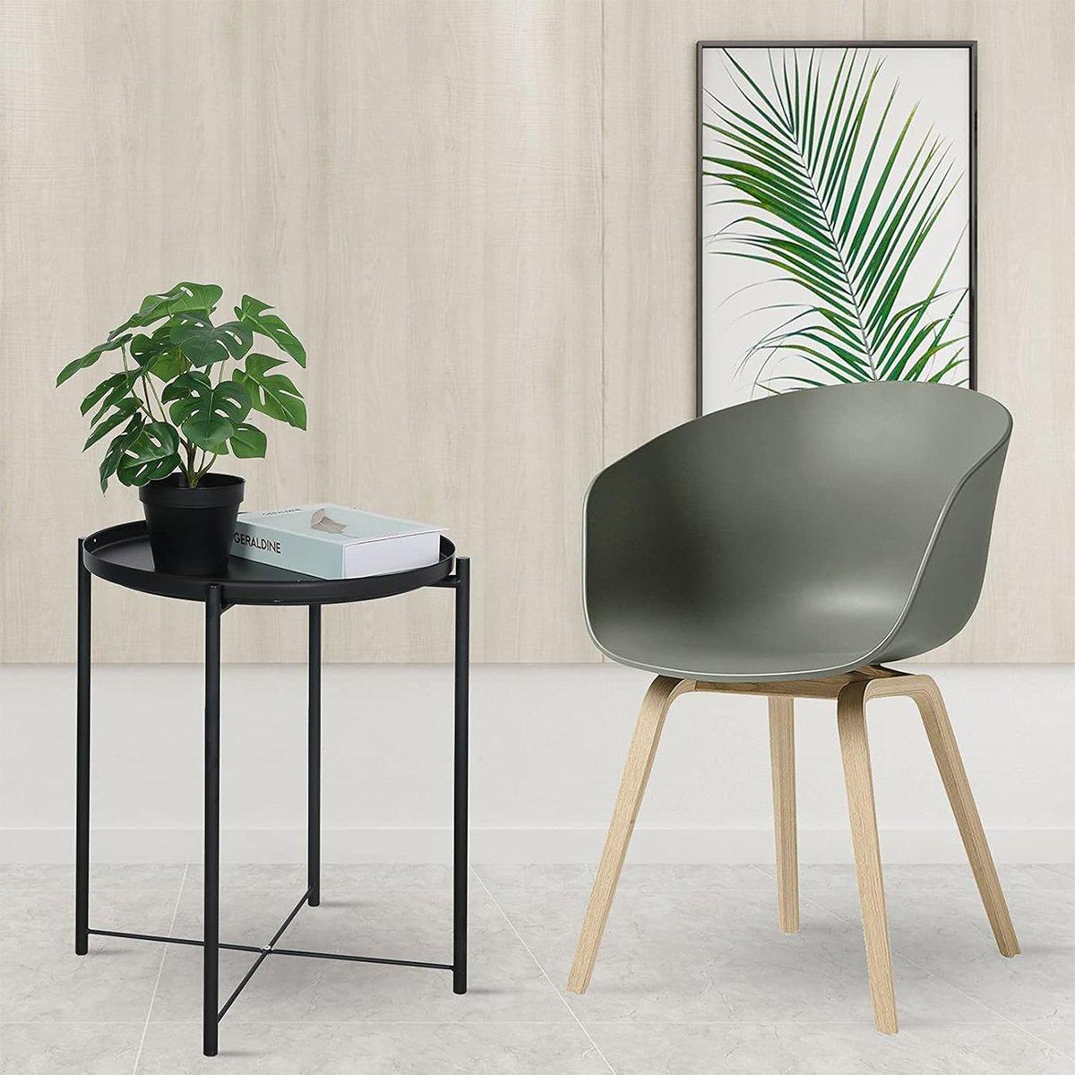 Small Coffee Table Simple Tray Mini Round Table - Compact Side Table for Living Room