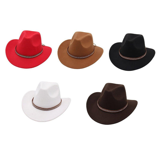 Western Cowboy Hat American  Jazz Hat for Men Women Upside Down Top Hat - Red