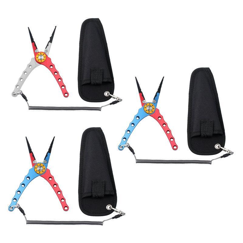 Aluminium Fishing Pliers - Multi-Function Hook Remover, Line Cutter &amp; Split Ring Tool (Red+Silver)