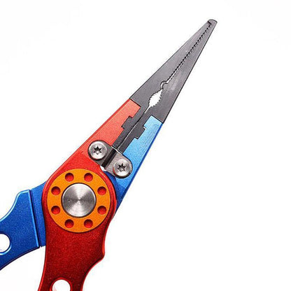 Aluminium Fishing Pliers - Multi-Function Hook Remover, Line Cutter &amp; Split Ring Tool (Red+Silver)