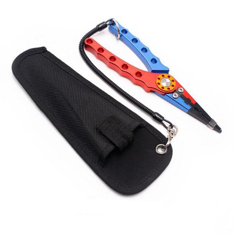 Aluminium Fishing Pliers - Multi-Function Hook Remover, Line Cutter &amp; Split Ring Tool (Red+Silver)