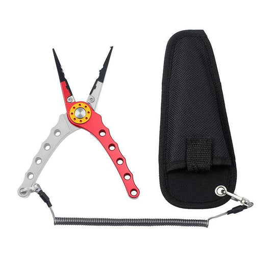 Aluminium Fishing Pliers - Multi-Function Hook Remover, Line Cutter &amp; Split Ring Tool (Red+Silver)