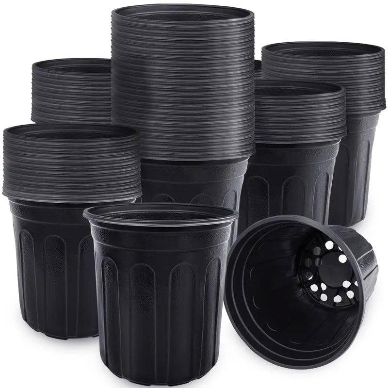 100PCS Black 1 Gallon Soft Plastic Planter Grow Bags - Home & Garden > Garden Beds > Grow Bags