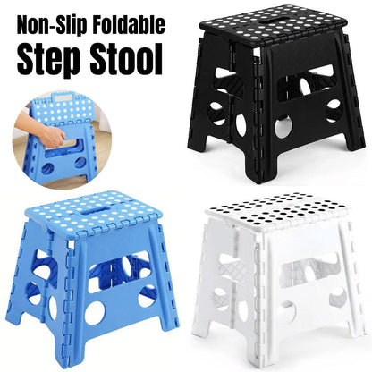 Portable Folding Plastic Stool Lightweight Collapsible Chair for Outdoor Travel - Blue