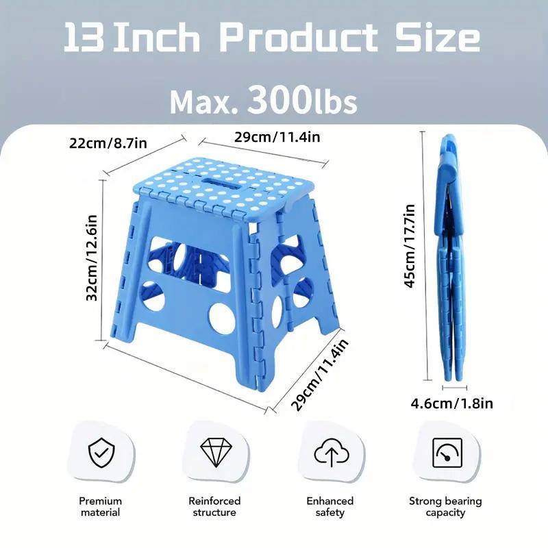 Portable Folding Plastic Stool Lightweight Collapsible Chair for Outdoor Travel - Blue