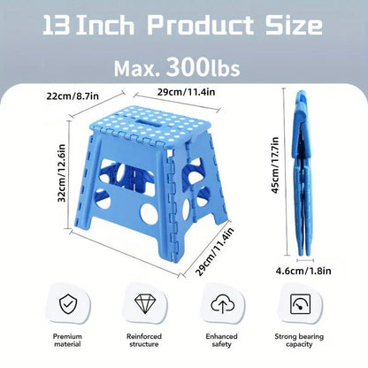 Portable Folding Plastic Stool Lightweight Collapsible Chair for Outdoor Travel - Blue