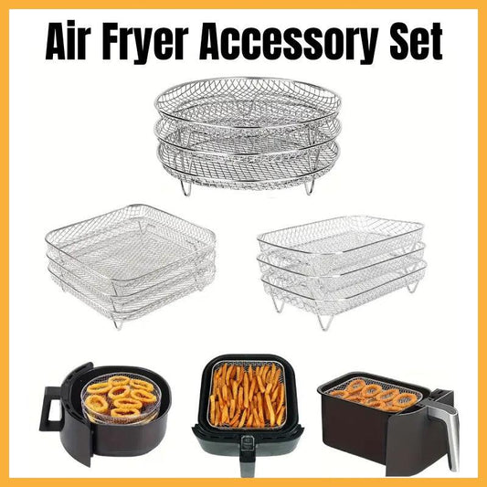 Air Fryer Grill Rack Multi Layer Removable Shelf Mesh Rack for Cooking BBQ - Rectangle
